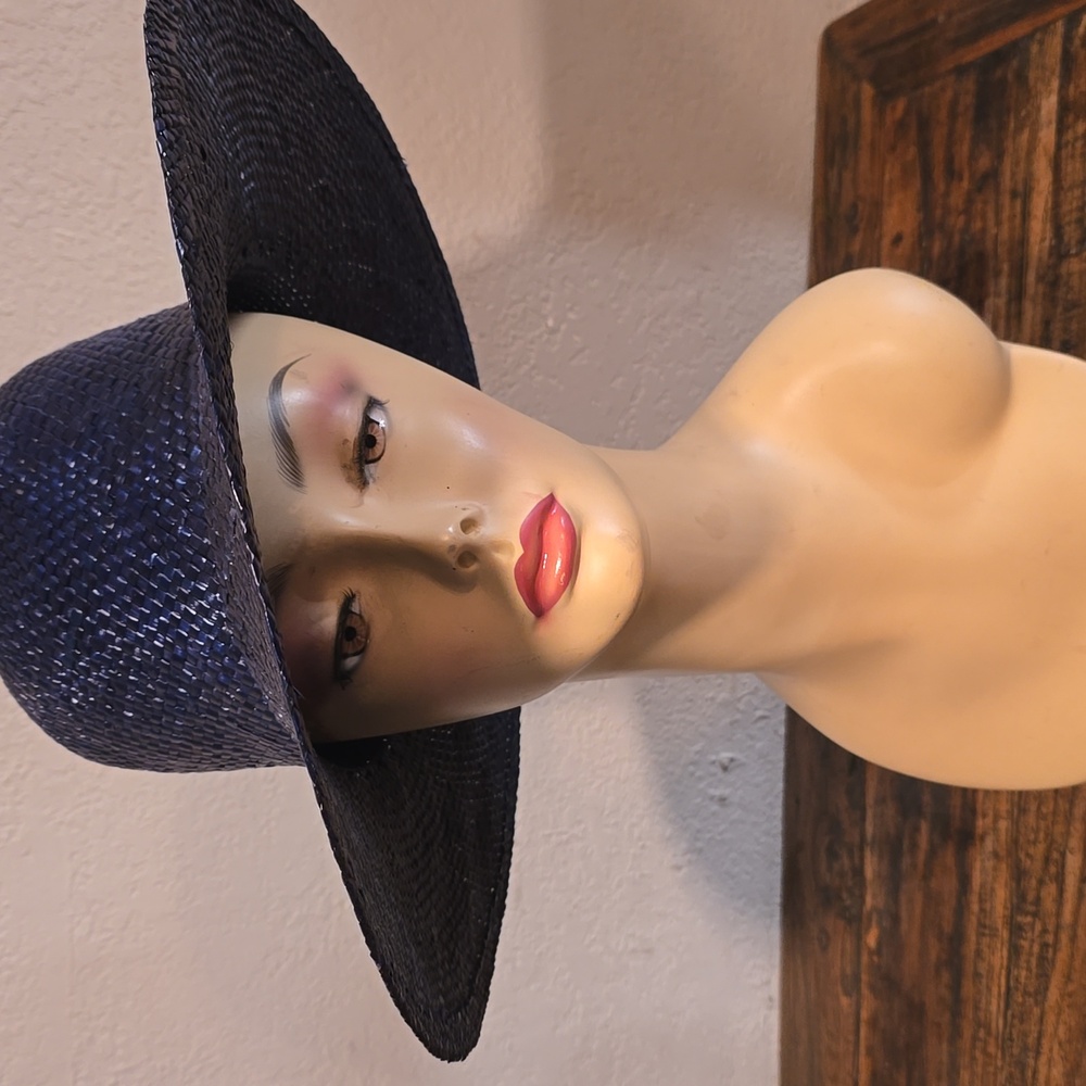 Vintage Midnight Blue Straw Hat